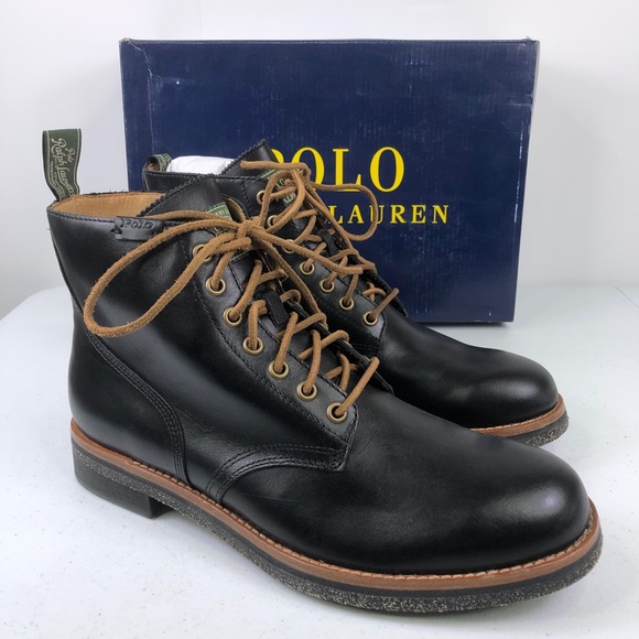 Polo Ralph Lauren Men Combat Boots RL Army Leather - Picture 7 of 9